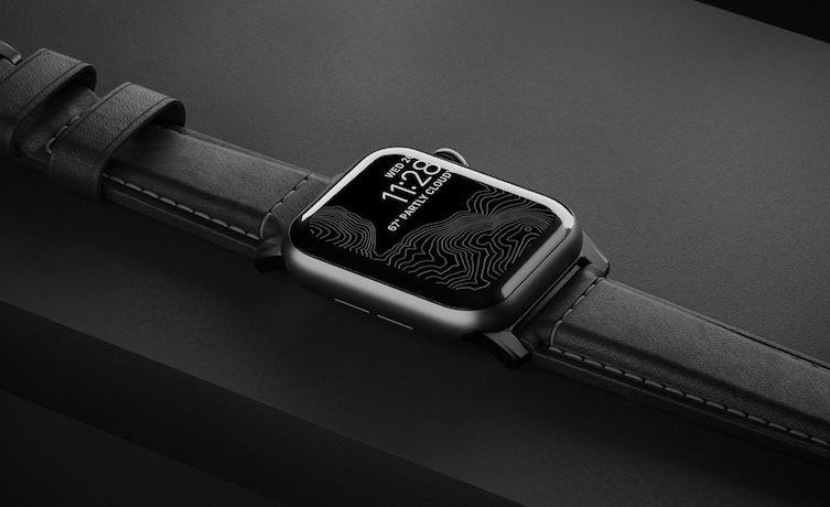Кожаный ремешок Nomad Traditional для Apple Watch (42мм) Черный с черной застежкой