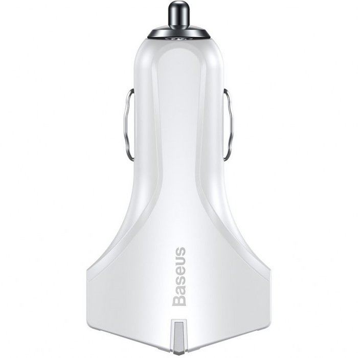 Автомобильная зарядка для телефона Baseus Small Rocket QC3.0 Double USB Белая - Изображение 107811