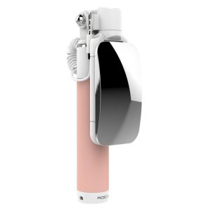 Монопод для селфи Rock Mini Selfie Stick With Wire Control and Mirror для смартфона Розовый