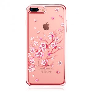 Чехол накладка Swarovski Kingxbar Sakura для iPhone 7 Plus Розовый