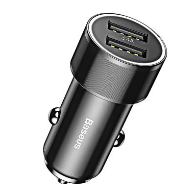 Автомобильная зарядка для телефона в прикуриватель Baseus Small Screw 3.4A Dual-USB Type-C Car Charging Set Черная - Изображение 61836