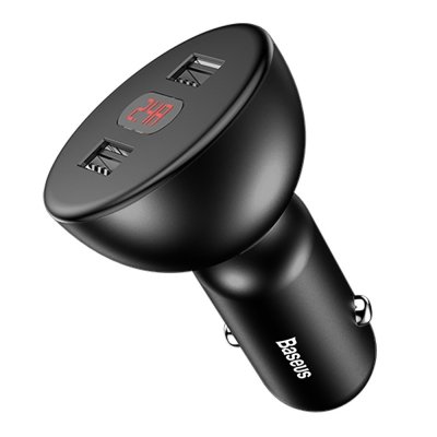 Автомобильная зарядка для телефона Baseus Shake-Head Dual - USB 4.8A Черная - Изображение 61788