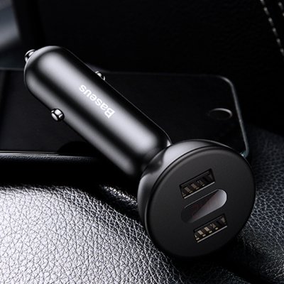 Автомобильная зарядка для телефона Baseus Shake-Head Dual - USB 4.8A Черная - Изображение 61794