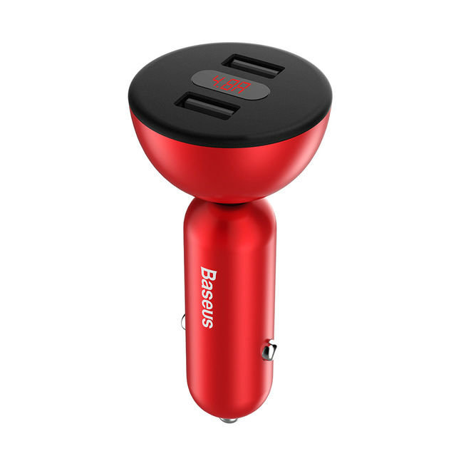 Автомобильная зарядка для телефона Baseus Shake-Head Dual - USB 4.8A Красная - Изображение 61956