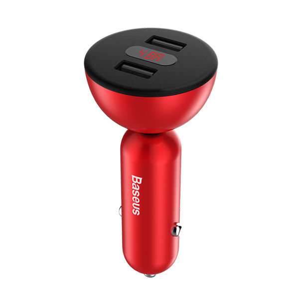Автомобильная зарядка для телефона Baseus Shake-Head Dual - USB 4.8A Красная - Изображение 61796