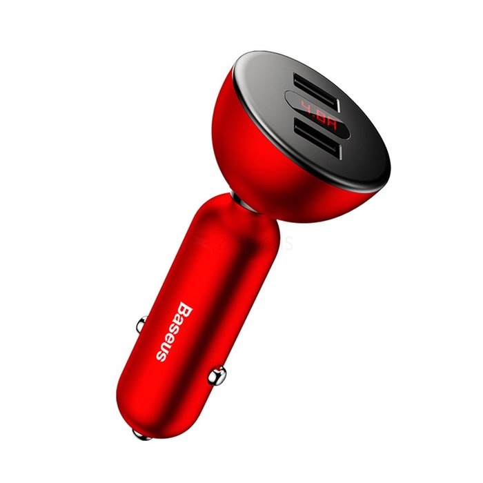 Автомобильная зарядка для телефона Baseus Shake-Head Dual - USB 4.8A Красная - Изображение 61798