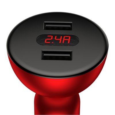 Автомобильная зарядка для телефона Baseus Shake-Head Dual - USB 4.8A Красная - Изображение 61806