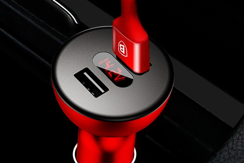 Автомобильная зарядка для телефона Baseus Shake-Head Dual - USB 4.8A Красная