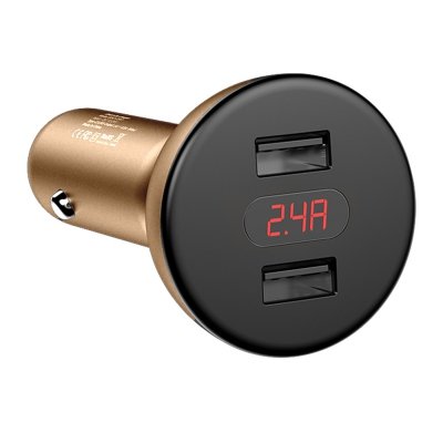 Автомобильная зарядка для телефона Baseus Shake-Head Dual - USB 4.8A Золото - Изображение 61824