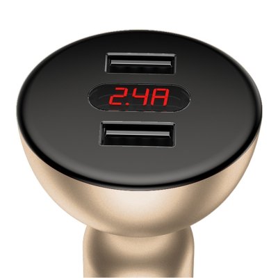 Автомобильная зарядка для телефона Baseus Shake-Head Dual - USB 4.8A Золото - Изображение 61828