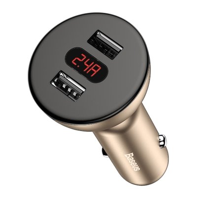 Автомобильная зарядка для телефона Baseus Shake-Head Dual - USB 4.8A Золото - Изображение 61830
