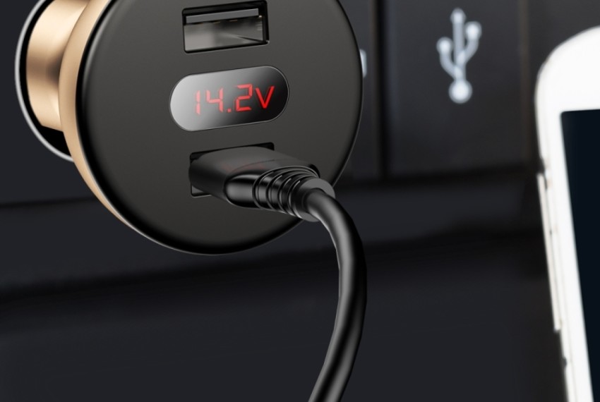 Автомобильная зарядка для телефона Baseus Shake-Head Dual - USB 4.8A Золото
