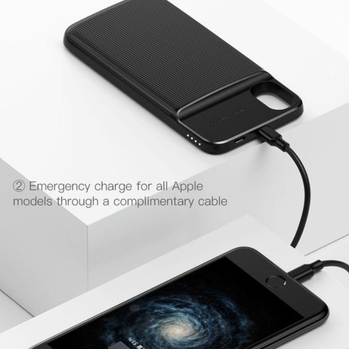 Чехол аккумулятор Baseus 1+1 Wireless Charge Backpack 5000mAh Power Bank для iPhone X Черный - Изображение 95943