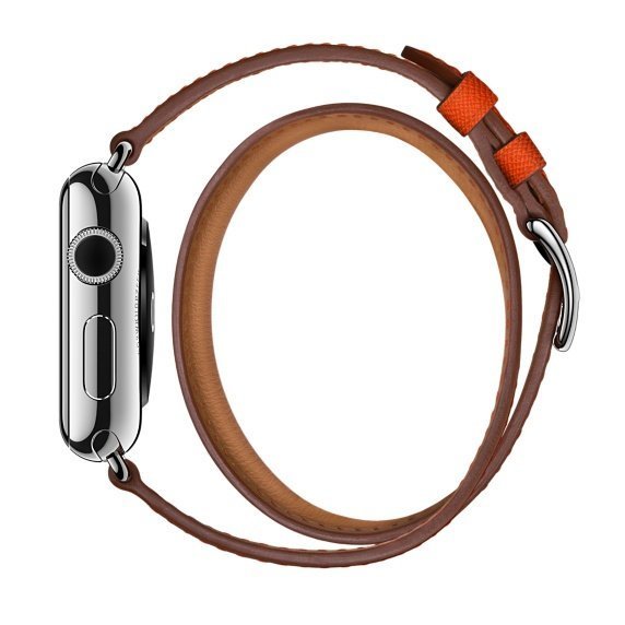 Ремешок кожаный HM Style Double Tour для Apple Watch 1 / 2 / 3 / 4 (42mm) Оранжевый - Изображение 119408