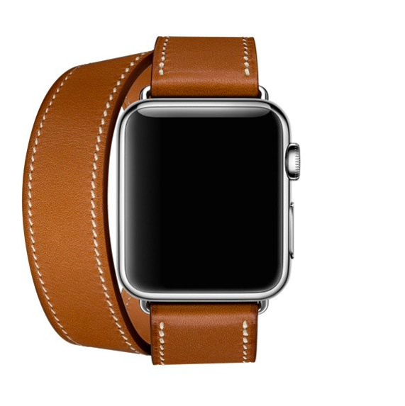 Ремешок кожаный HM Style Double Tour для Apple Watch 1 / 2 / 3 / 4 (42mm) Коричневый - Изображение 119390