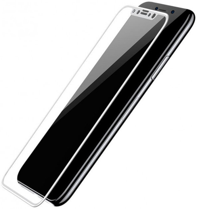 Защитное стекло Baseus Silk-screen 3D Arc Tempered Glass 0.3mm для iPhone X Белое - Изображение 35920