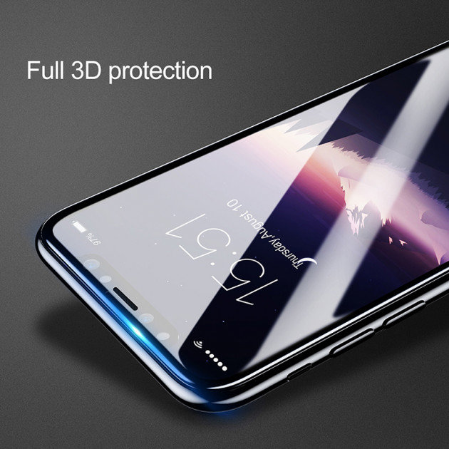 Защитное стекло Baseus Silk-screen 3D Arc Tempered Glass 0.3mm для iPhone X Белое - Изображение 35936