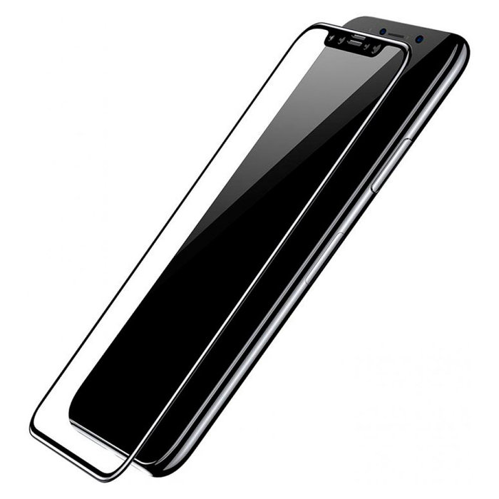 Защитное стекло Baseus Silk-screen 3D Arc Tempered Glass 0.2mm для iPhone X Черное - Изображение 35976