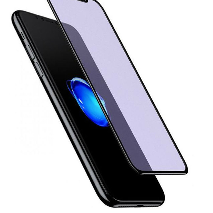 Защитное стекло Baseus Silk-screen 3D Anti-bluelight 0.2mm для iPhone X Черное - Изображение 36010