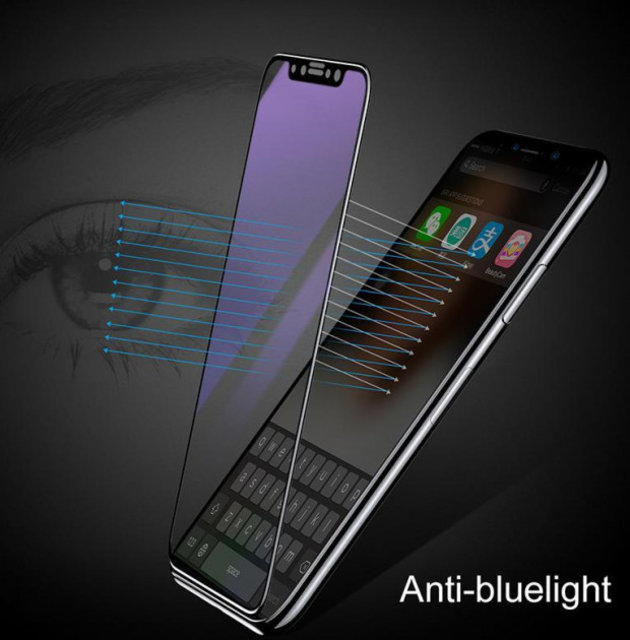 Защитное стекло Baseus Silk-screen 3D Anti-bluelight 0.2mm для iPhone X Черное - Изображение 36012