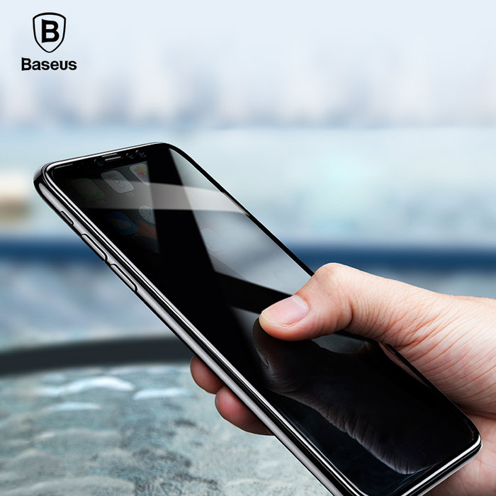 Защитное стекло Baseus Anti-Peeping 0.23mm для iPhone X Белое - Изображение 36290