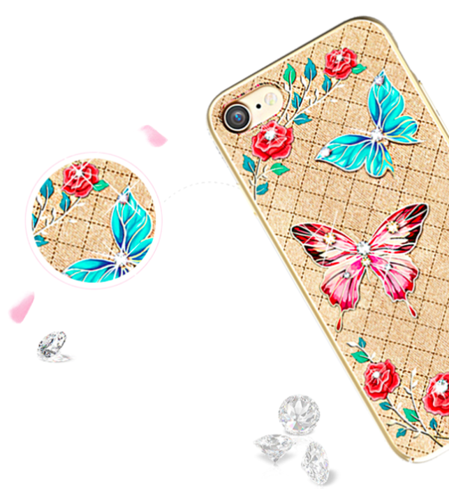 Чехол накладка Swarovski Kingxbar Fairy Land Butterfly для iPhone 7 Золото - Изображение 8201