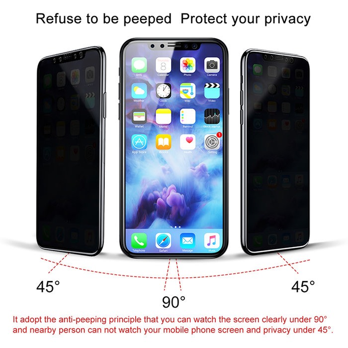 Защитное стекло Baseus Anti-Peeping 0.23mm для iPhone X Черное - Изображение 36310