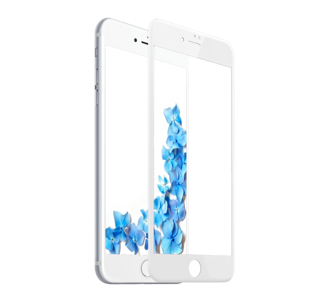 Защитное стекло с силиконовыми краями Baseus Pet для iPhone 7 / 8 Белое - Изображение 36336