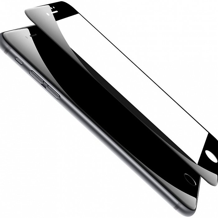 Защитное стекло с силиконовыми краями Baseus Anti-bluelight для iPhone 7 Черное - Изображение 36410