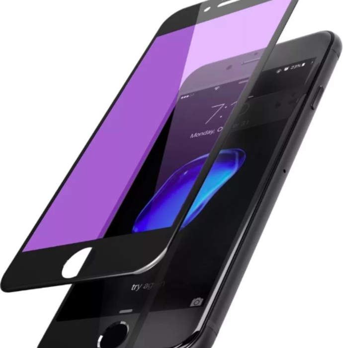 Защитное стекло с силиконовыми краями Baseus Anti-bluelight для iPhone 7 Черное - Изображение 36414