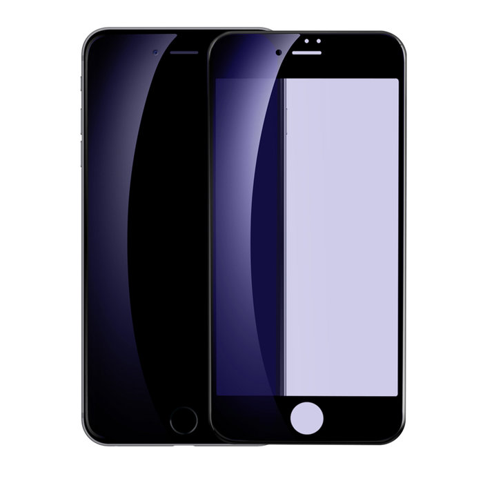 Защитное стекло с силиконовыми краями Baseus Anti-bluelight для iPhone 8 Plus Черное - Изображение 36572