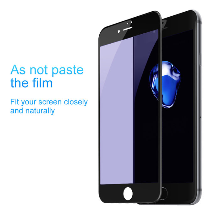 Защитное стекло с силиконовыми краями Baseus Anti-bluelight для iPhone 8 Plus Черное - Изображение 36576