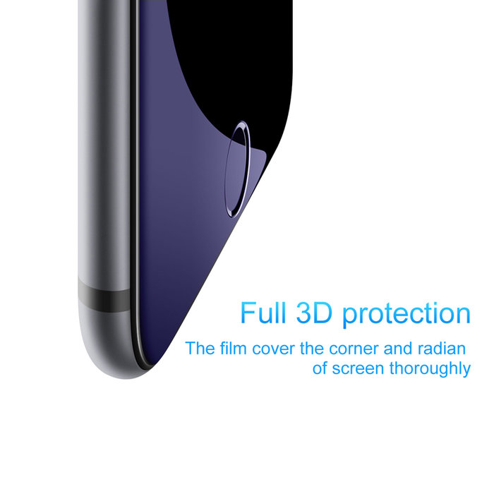 Защитное стекло с силиконовыми краями Baseus Anti-bluelight для iPhone 8 Plus Черное - Изображение 36578