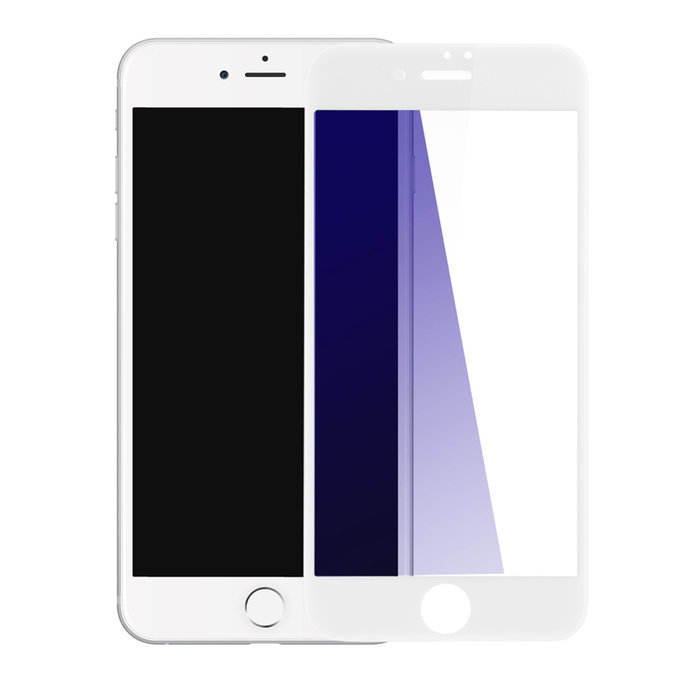 Защитное стекло с силиконовыми краями Baseus Anti-bluelight для iPhone 7 Plus Белое - Изображение 36608