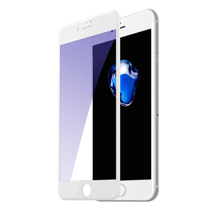 Защитное стекло с силиконовыми краями Baseus Anti-bluelight для iPhone 7 Plus Белое - Изображение 36610