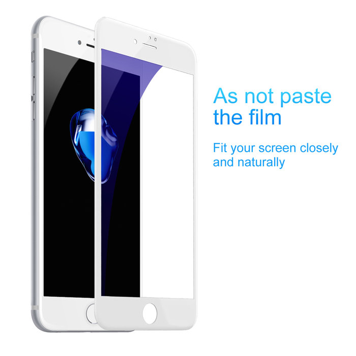 Защитное стекло с силиконовыми краями Baseus Anti-bluelight для iPhone 7 Plus Белое - Изображение 36614