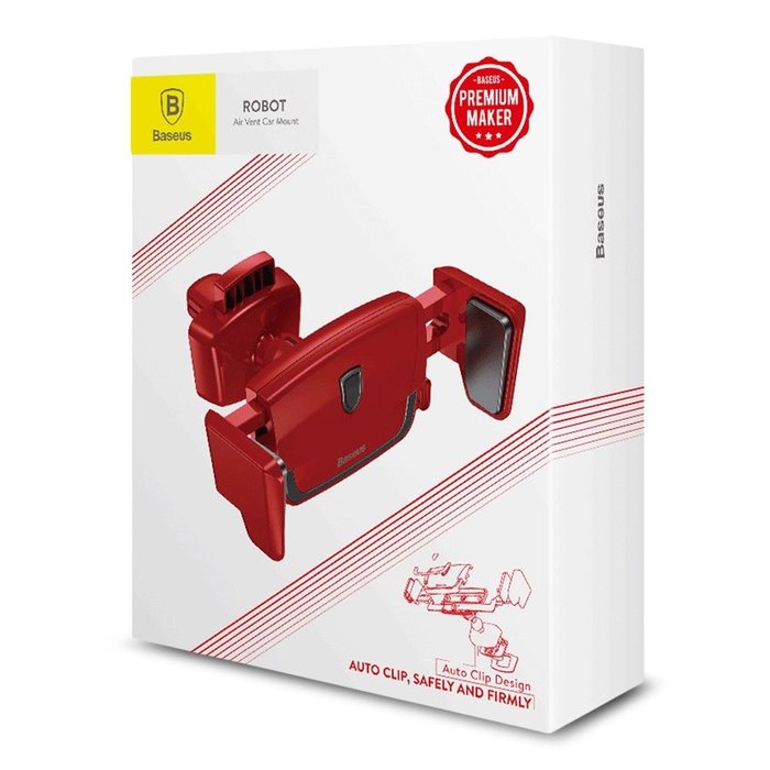 Автомобильный держатель для телефона Baseus Robot Air Vent Car Mount Красный - Изображение 37078