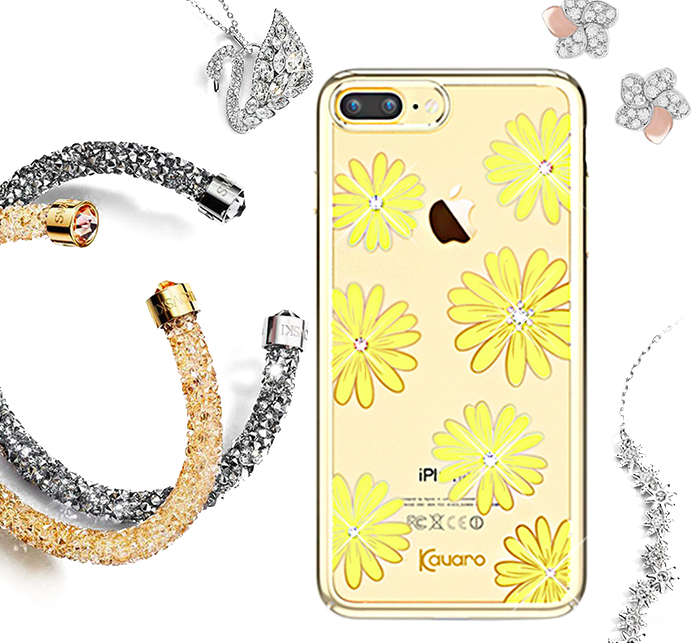 Чехол накладка Swarovski Flower Sea Daisy для iPhone 7 Plus Золото - Изображение 8327