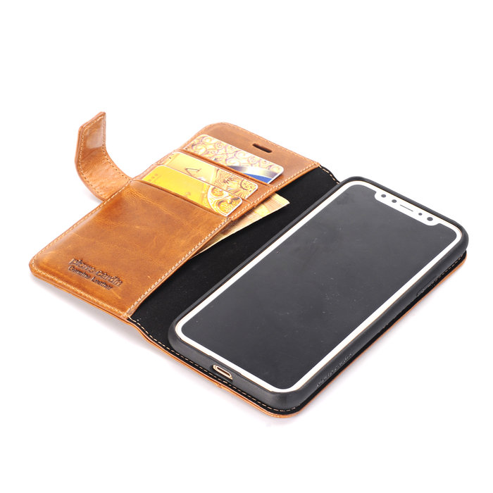 Кожаный чехол книжка Pierre Cardin для iPhone X Коричневый - Изображение 37766