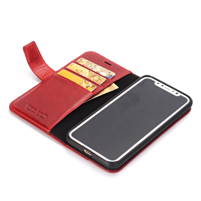 Кожаный чехол книжка Pierre Cardin для iPhone X Красный - Изображение 37876