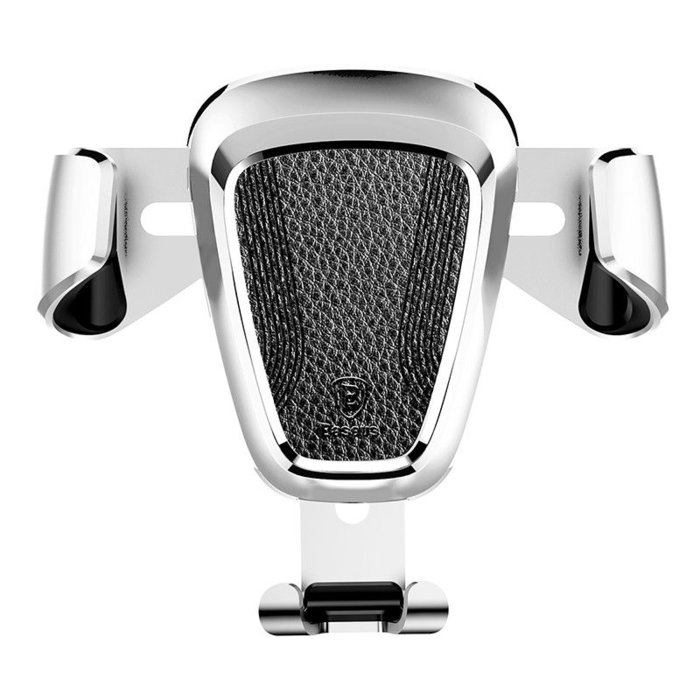 Автомобильный держатель для телефона Baseus Car Gravity Mount Leather Серебро - Изображение 37776