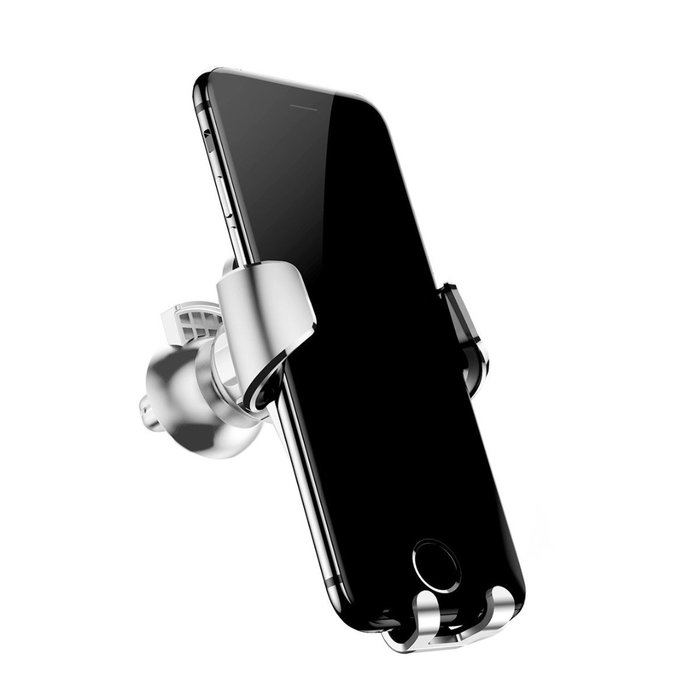Автомобильный держатель для телефона Baseus Car Gravity Mount Leather Серебро - Изображение 37784
