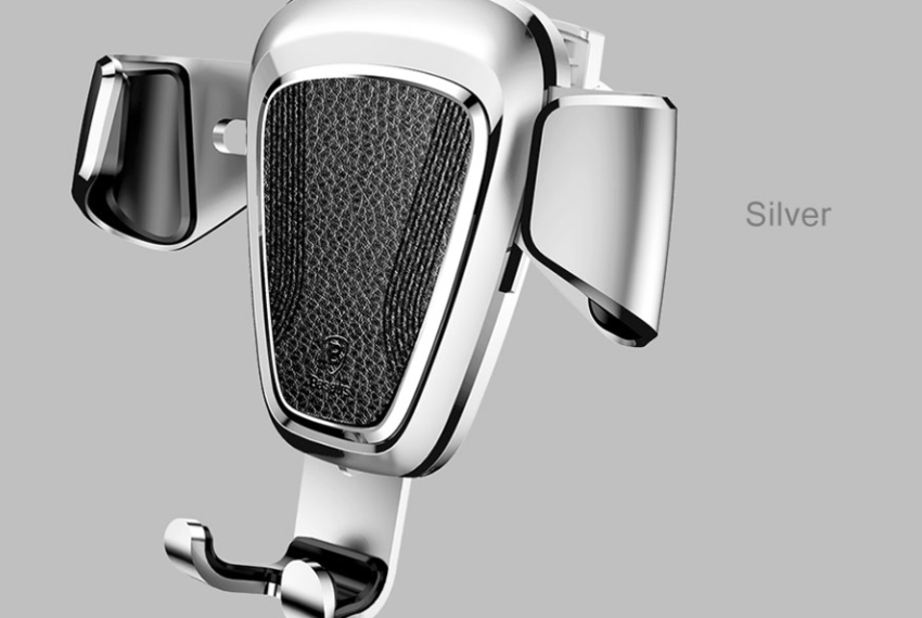 Автомобильный держатель для телефона Baseus Car Gravity Mount Leather Серебро