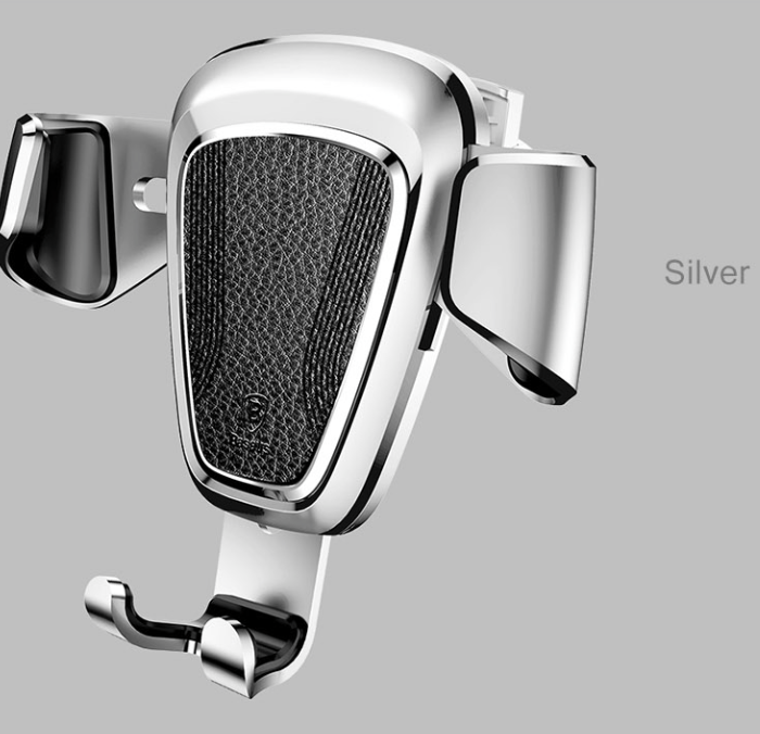 Автомобильный держатель для телефона Baseus Car Gravity Mount Leather Серебро - Изображение 37788