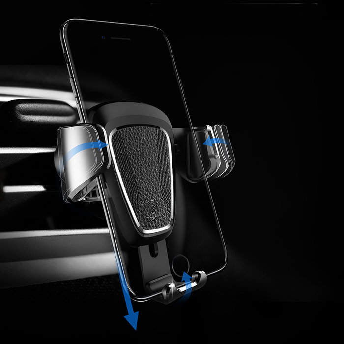 Автомобильный держатель для телефона Baseus Car Gravity Mount Leather Серебро - Изображение 37790