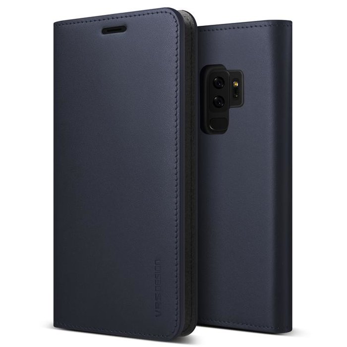 Кожаный чехол книжка VRS Design Genuine Leather для Samsung Galaxy S9 Plus Синий - Изображение 38546