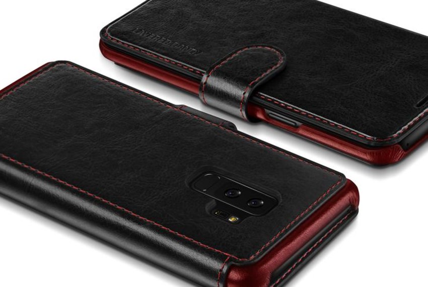 Кожаный чехол книжка VRS Design Layered Dandy для Samsung Galaxy S9 Plus Черный