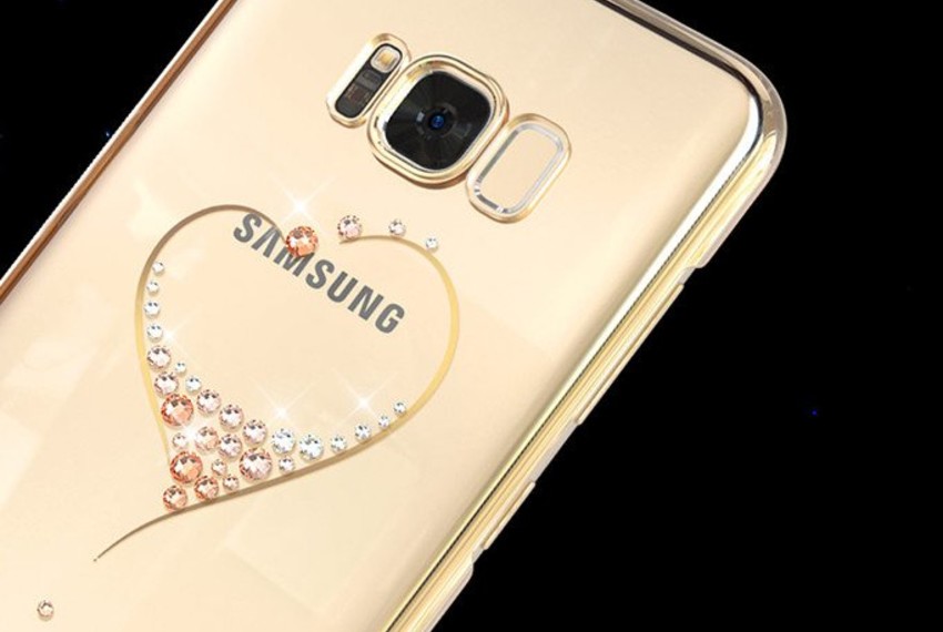 Чехол накладка Swarovski Kingxbar Heart для Samsung Galaxy S8 Plus Золото