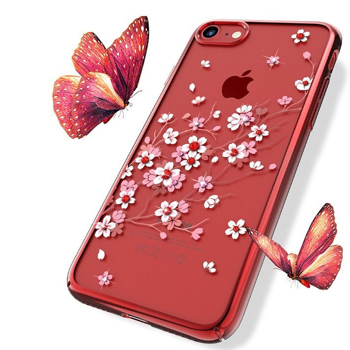 Чехол накладка Swarovski Kingxbar Sakura для iPhone 7 Красный - Изображение 8553