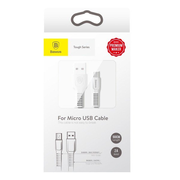 Кабель Baseus Tough Series micro-USB 1м Белый - Изображение 39382